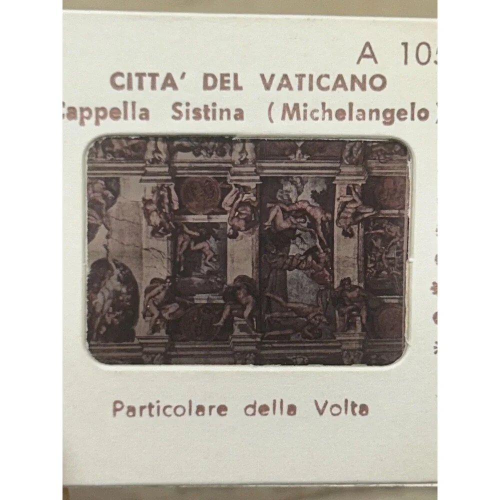 Vtg Souvenir Set Of 12 Color Slides 35mm From Vaticano Capella Sistina Paintings